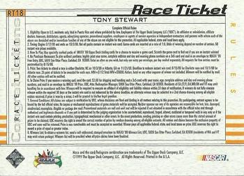 1999 Maxx - Race Ticket #RT18 Tony Stewart's Car Back