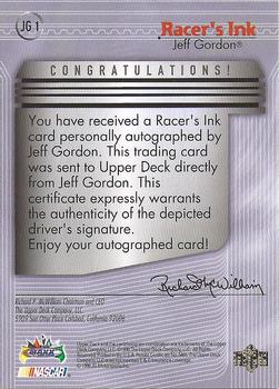 1999 Maxx - Racer's Ink #JG1 Jeff Gordon Back