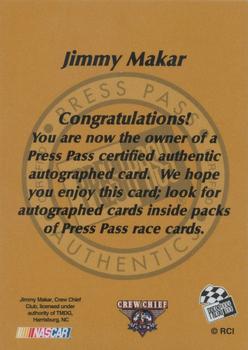 1999 Press Pass - Autographs #NNO Jimmy Makar Back