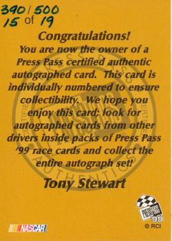 1999 Press Pass - Autographs #NNO Tony Stewart Back