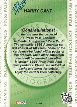 1999 Press Pass - Signings #NNO Harry Gant Back