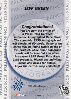 1999 Press Pass - Signings #NNO Jeff Green Back