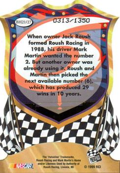 1999 Press Pass Premium - Badge of Honor Reflectors #BH21 Mark Martin's Car Back