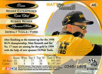 1999 Press Pass Premium - Reflectors #46 Matt Kenseth Back
