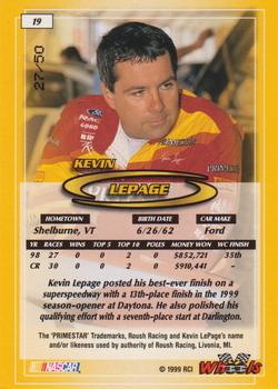 1999 Wheels - Golden #19 Kevin Lepage Back