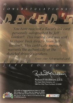 2000 Maxx - Racer's Ink #JG Jeff Gordon Back