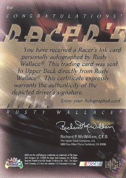 2000 Maxx - Racer's Ink #RW Rusty Wallace Back