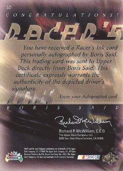 2000 Maxx - Racer's Ink #SD Boris Said Back