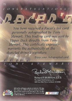 2000 Maxx - Racer's Ink #TS Tony Stewart Back