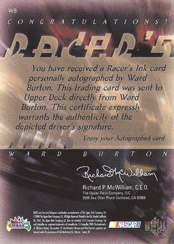 2000 Maxx - Racer's Ink #WB Ward Burton Back