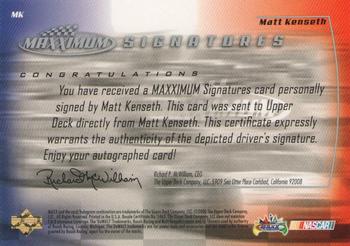 2000 Maxximum - Signatures #MK Matt Kenseth Back