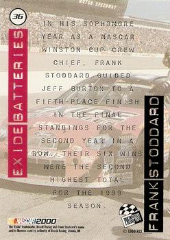 2000 Press Pass - Millennium #36 Frank Stoddard Back