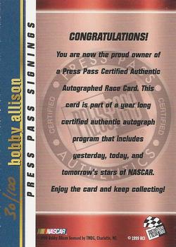 2000 Press Pass - Signings Gold #NNO Bobby Allison Back