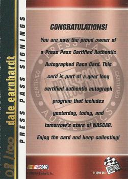 2000 Press Pass - Signings Gold #NNO Dale Earnhardt Back