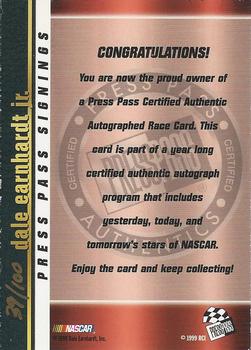 2000 Press Pass - Signings Gold #NNO Dale Earnhardt Jr. Back
