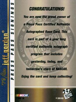 2000 Press Pass - Signings Gold #NNO Jeff Gordon Back
