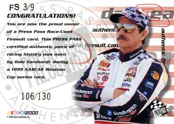 2000 Press Pass Premium - Race Used Firesuit #FS 3 Dale Earnhardt Back