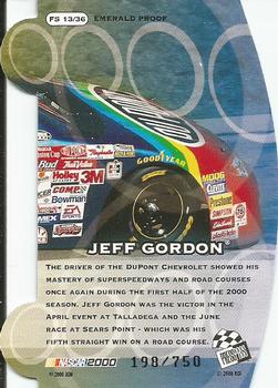 2000 Press Pass Stealth - Fusion Emerald Proof #FS 13 Jeff Gordon Back