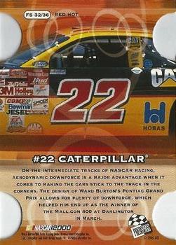 2000 Press Pass Stealth - Fusion Red Hot #FS 32 #22 Caterpillar Back