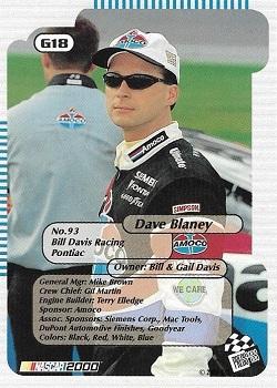 2000 Press Pass Trackside - Golden #G18 Dave Blaney Back