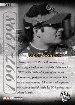 2000 Press Pass VIP - Explosives #X49 Jeff Gordon Back