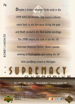 2000 SP Authentic - Overdrive Gold #76 Bobby Labonte Back