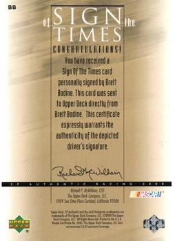 2000 SP Authentic - Sign of the Times #BB Brett Bodine Back