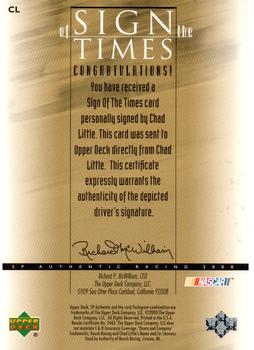 2000 SP Authentic - Sign of the Times #CL Chad Little Back