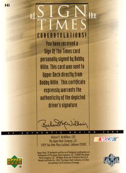 2000 SP Authentic - Sign of the Times #HI Bobby Hillin Jr. Back