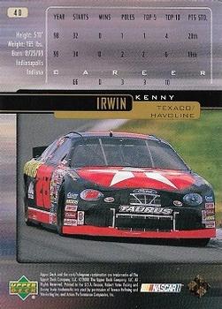 2000 Upper Deck Victory Circle - UD Exclusives Level 2 Gold #40 Kenny Irwin Back