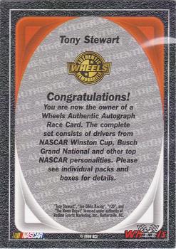 2000 Wheels High Gear - Autographs #NNO Tony Stewart Back