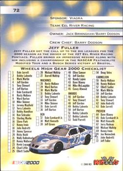 2000 Wheels High Gear - First Gear #72 Jeff Fuller Back