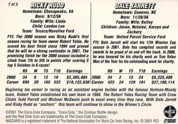 2001 Press Pass Coca-Cola Racing Family #1 Dale Jarrett / Ricky Rudd Back