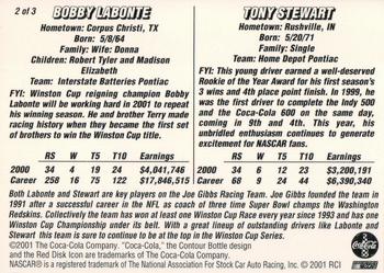 2001 Press Pass Coca-Cola Racing Family #2 Bobby Labonte / Tony Stewart Back
