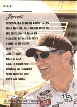 2001 Press Pass Optima - Up Close #UC 4 Dale Jarrett Back