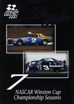 2001 Press Pass Stealth - Dale Earnhardt Championship Season #DE 9 Dale Earnhardt - 7 Time Champion Front