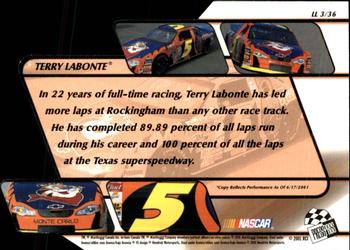 2001 Press Pass Stealth - Lap Leaders #LL 3 Terry Labonte Back