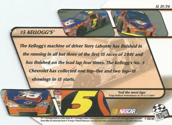 2001 Press Pass Stealth - Lap Leaders #LL 21 Terry Labonte's Car Back