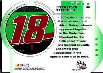 2001 Press Pass Trackside - Die Cuts #46 Bobby Labonte's Car Back