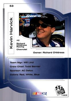 2001 Press Pass Trackside - Die Cuts #53 Kevin Harvick Back