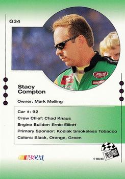 2001 Press Pass Trackside - Golden #34 Stacy Compton Back
