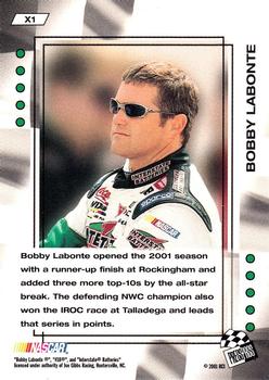 2001 Press Pass VIP - Explosives #X1 Bobby Labonte Back