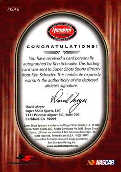 2001 Super Shots Hendrick Motorsports - Autographs #HSA6 Ken Schrader Back