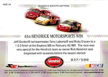2001 Super Shots Hendrick Motorsports - Silver #HS14 Terry Labonte / Jeff Gordon / Ricky Craven Back
