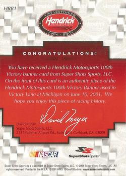 2001 Super Shots Hendrick Motorsports - Victory Banners #HRB1 Geoff Bodine Back
