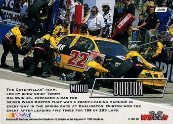 2001 Wheels High Gear - First Gear #28 Ward Burton Back
