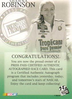 2002 Press Pass - Autographs #NNO Shawna Robinson Back
