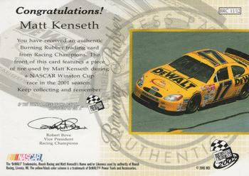 2002 Press Pass - Burning Rubber Cars #BRC 11 Matt Kenseth's Car Back
