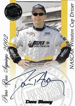 2002 Press Pass - Signings #NNO Dave Blaney Front