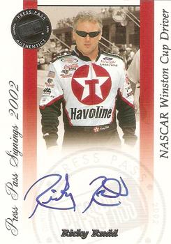 2002 Press Pass - Signings #NNO Ricky Rudd Front